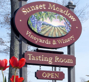 Sunset Meadow Vineyard sign